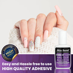 Nails with crystal tips bonded securely by Mia Secret in seconds.