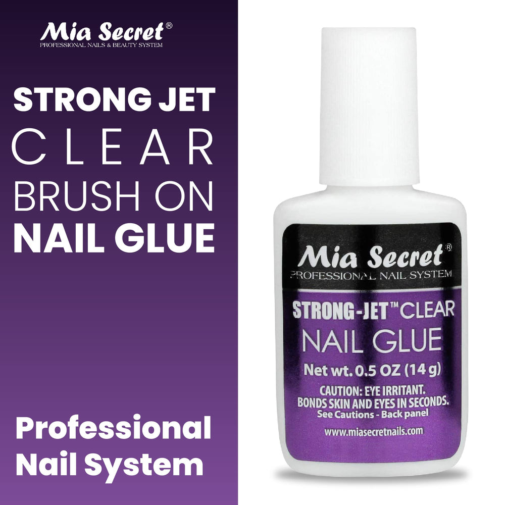Mia Secret brush tip demonstrates precision applicator for clean application.