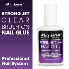 Mia Secret brush tip demonstrates precision applicator for clean application.