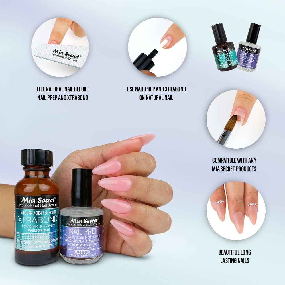 Mia Secret XtraBond acid-free primer bottle for strong adhesion.