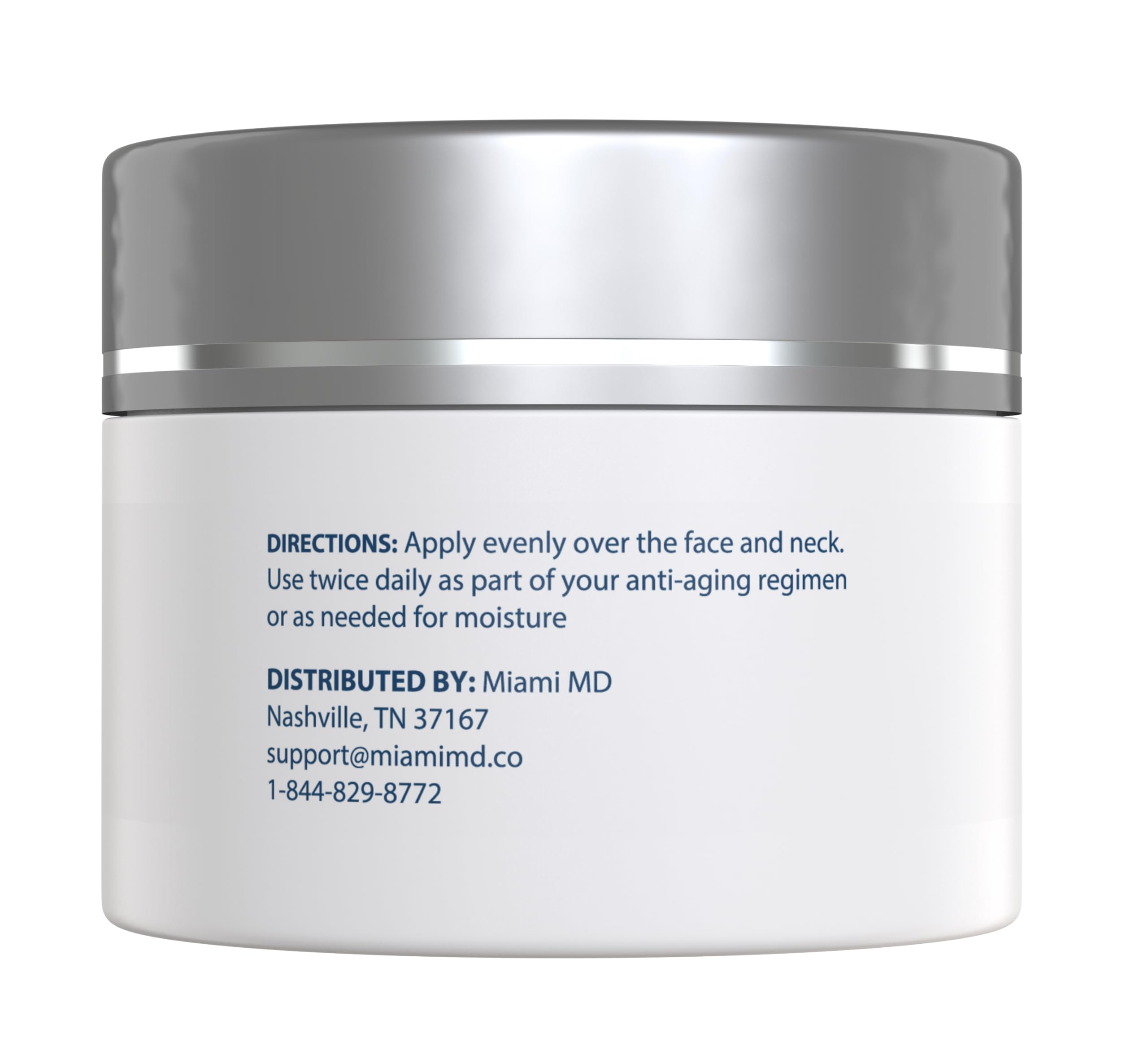 MiamiMD Lift & Firm Cream jar with cream swatch for smoothing texture.