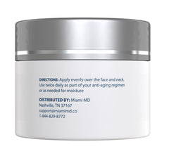 MiamiMD Lift & Firm Cream jar with cream swatch for smoothing texture.