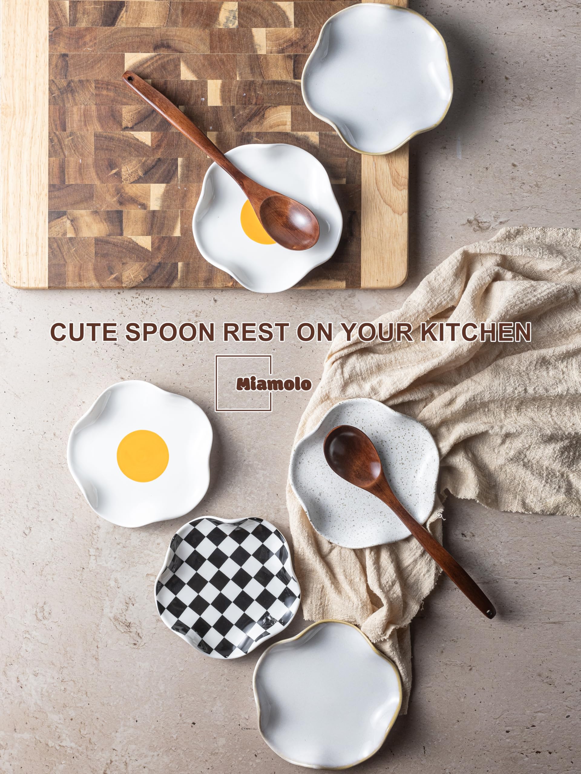 Miamolo kitchen decor spoon rest beige adds charming farmhouse style.