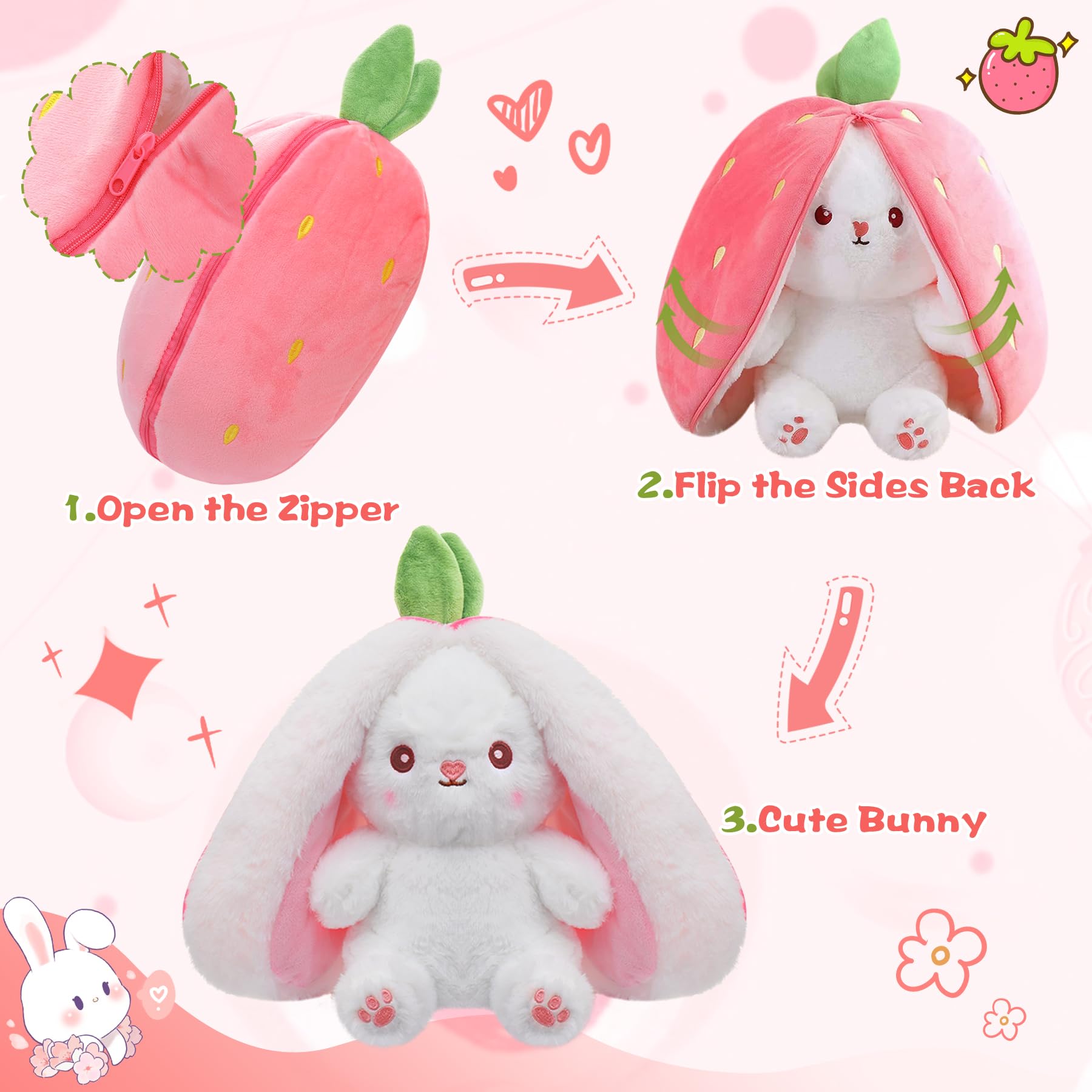 MIAODAM carrot bunny stuffed shows colorful dual looks for fun storytelling.