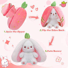 MIAODAM carrot bunny stuffed shows colorful dual looks for fun storytelling.