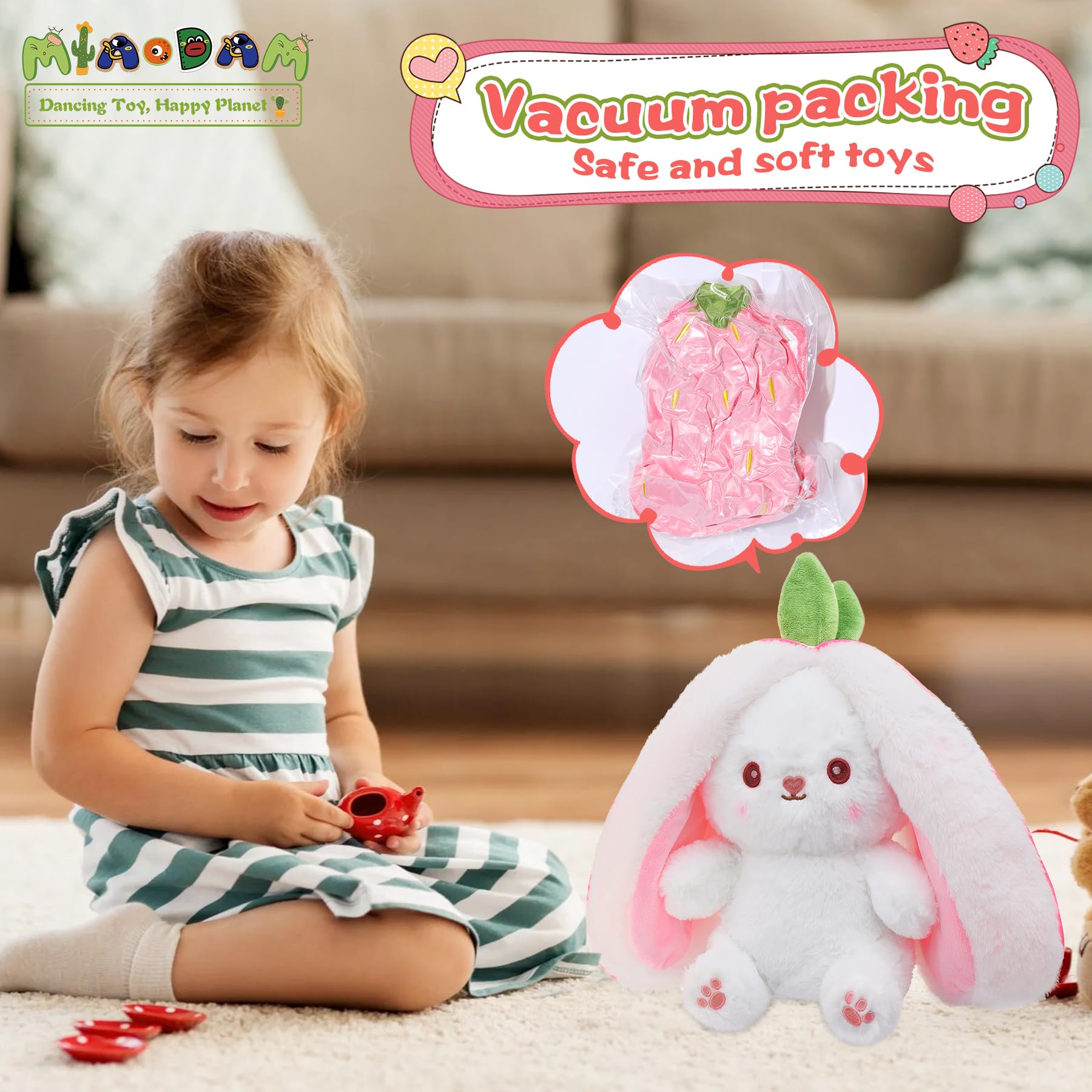 MIAODAM travel-friendly-bunny, cuddly companion on trips.