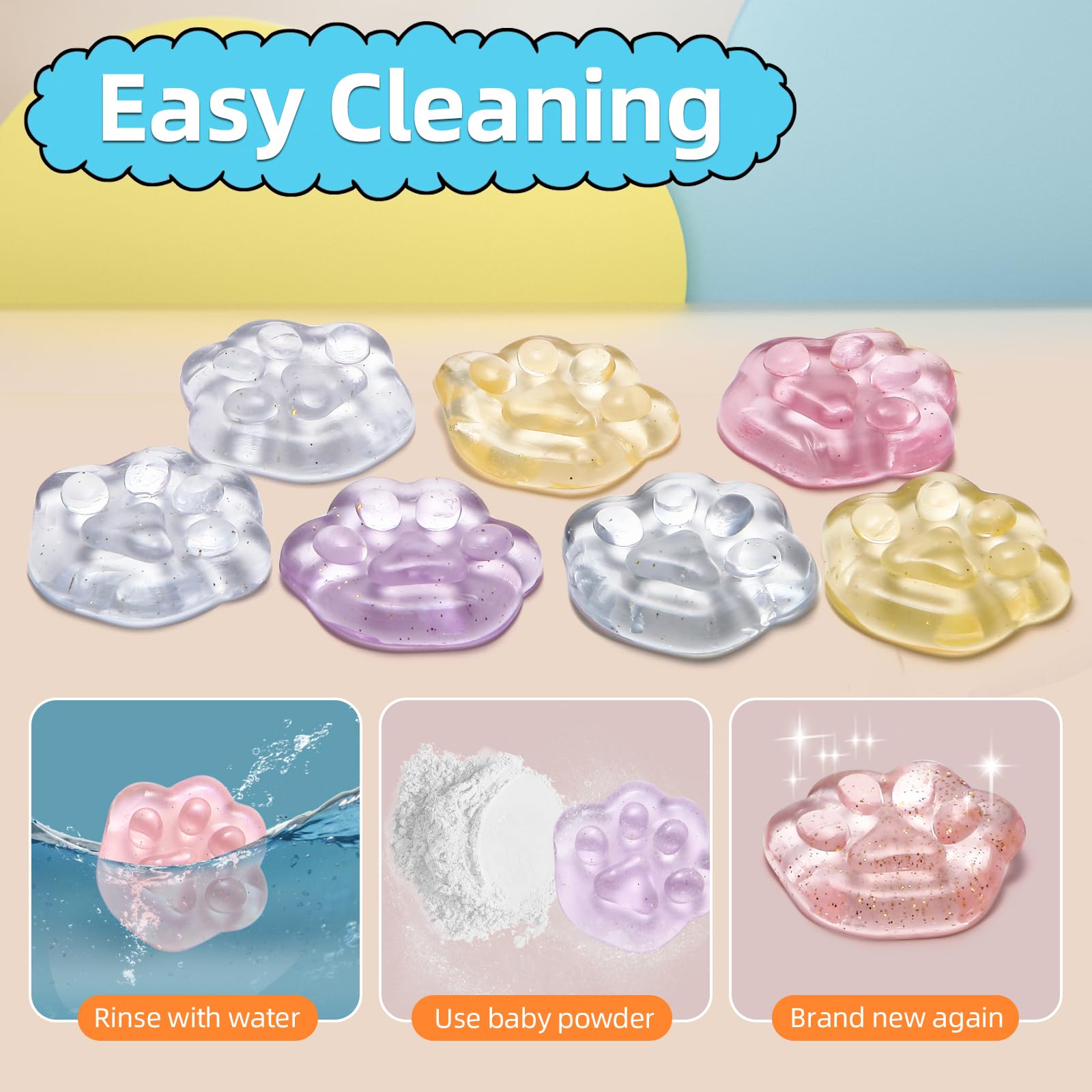 Miaopen cat paw squishy toy bright colors aid focus and mood.