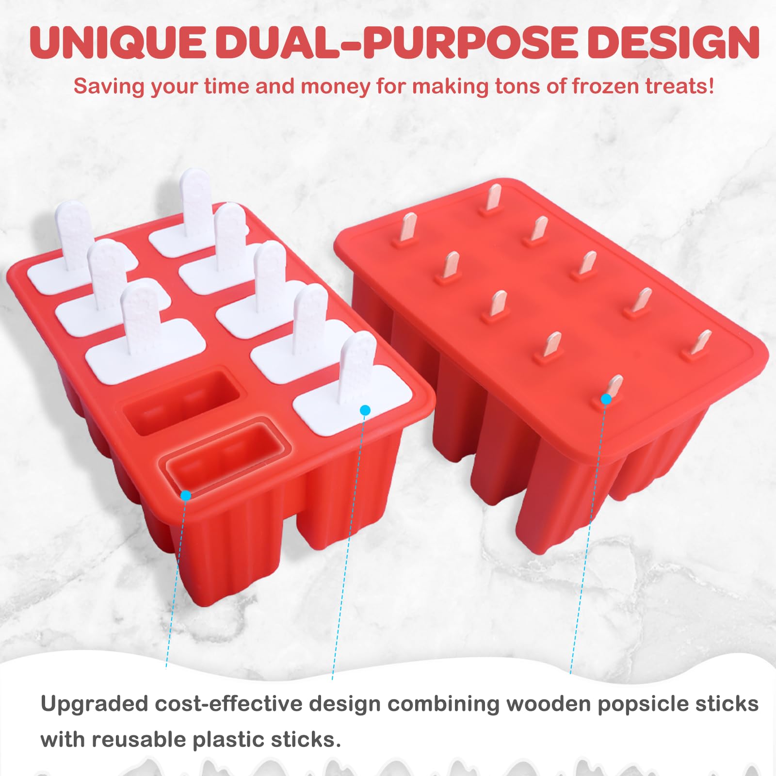 Miaowoof reusable ice pop sticks for durable, mess-free pops.