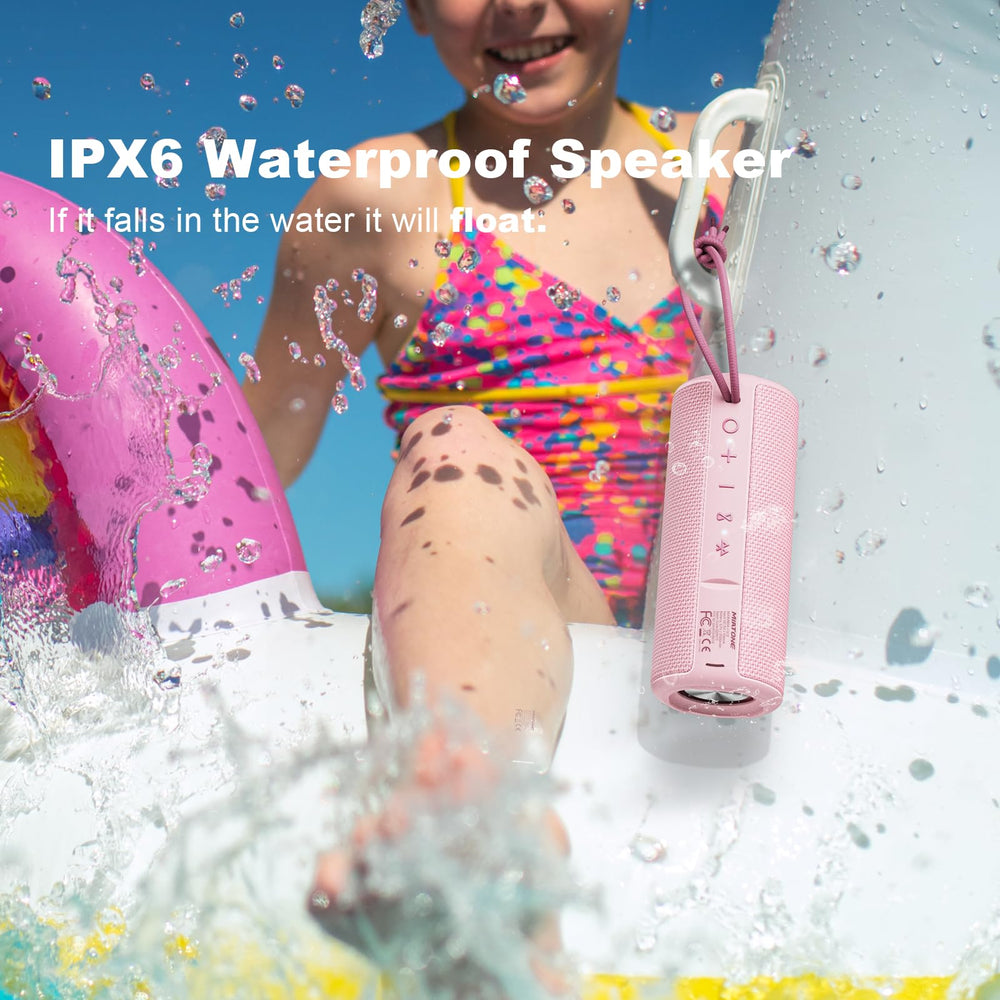 MIATONE Boombox pink top view reveals waterproof seal design.