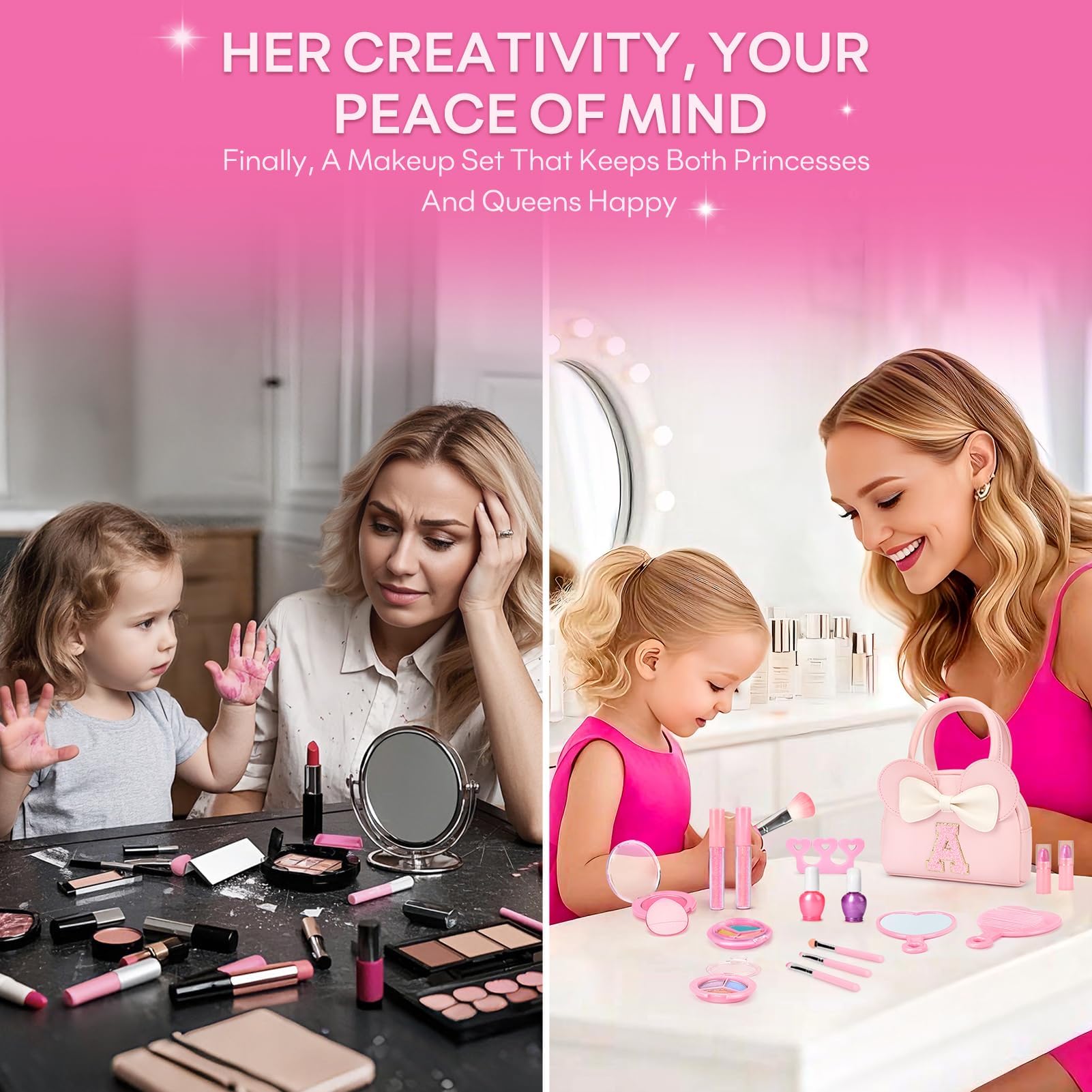 Mibasies lip gloss and eye shadow with kid-safe applicators