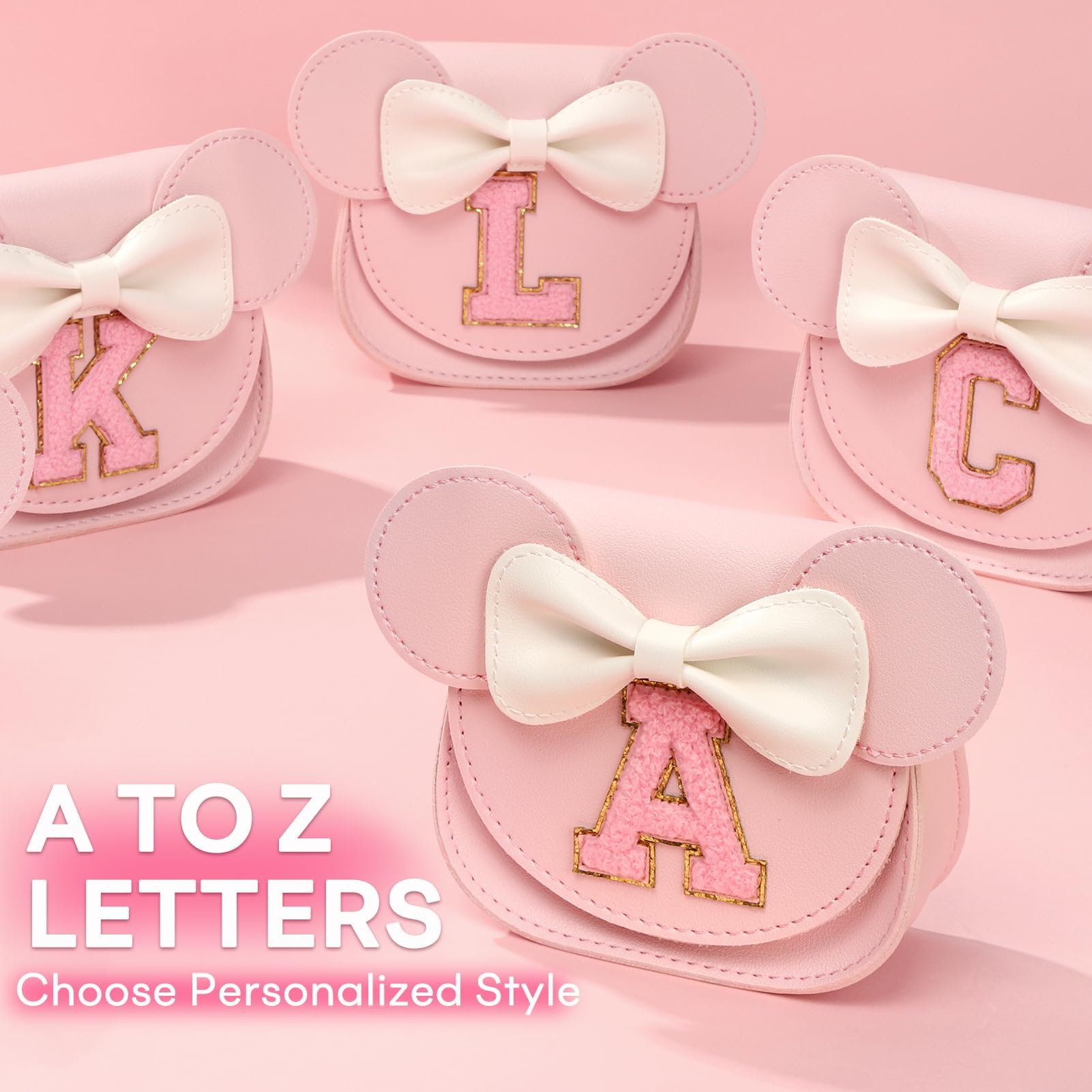 Mibasies pink letter-L purse, inspires imaginative play and personal style.