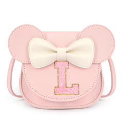 Mibasies pink toddler purse with letter L for personalized play and gifting.