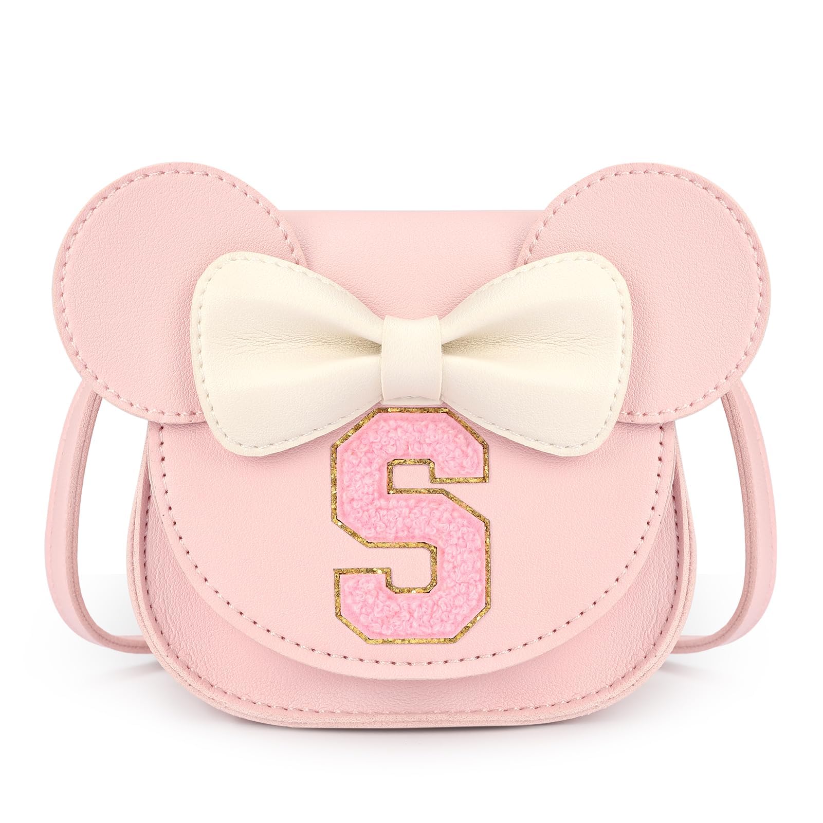 Mibasies pink toddler purse with letter S for everyday carry and style
