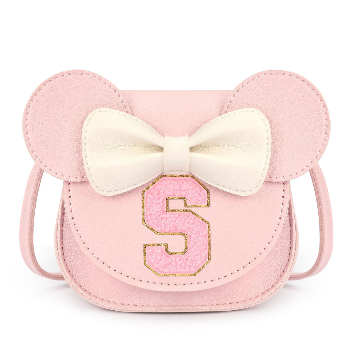 Mibasies pink toddler purse with letter S for everyday carry and style