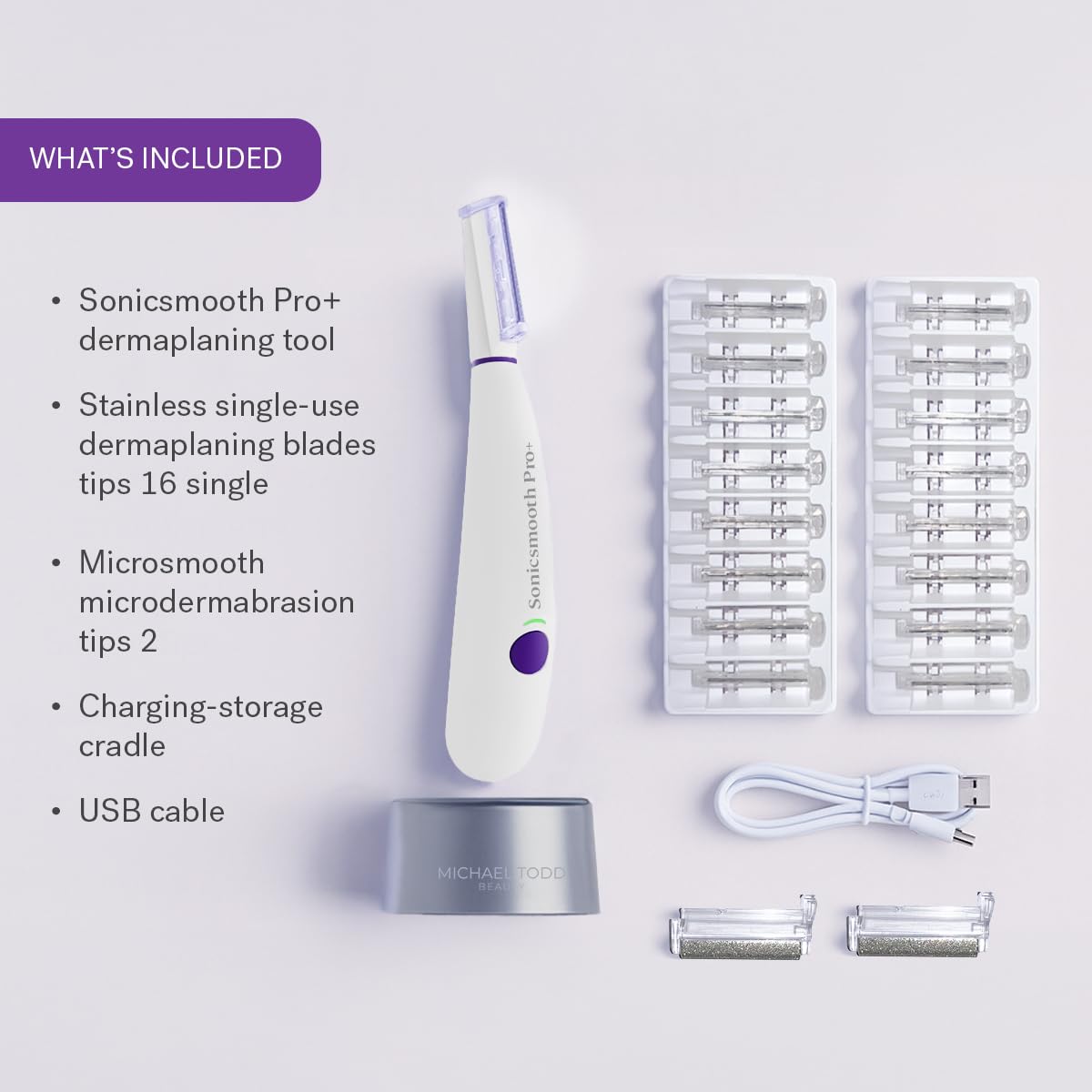 Michael Todd Sonicsmooth Pro+ safety edges support gentle dermaplaning.
