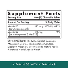 Closeup of Michael's D3 K2 apricot chewables tablets for easy daily use