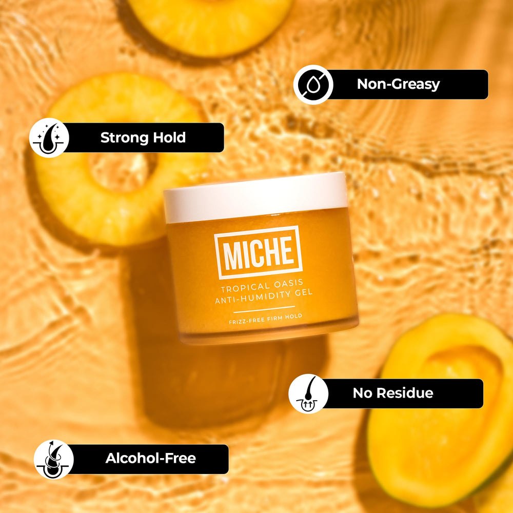 Miche Beauty sleek-updo styling gel shows smooth finish for elegant looks.