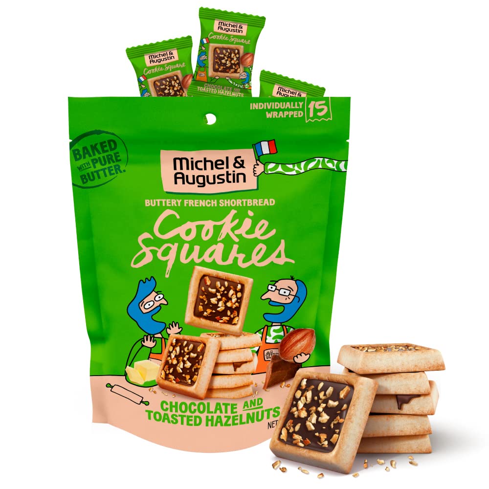 Michel et Augustin cookies, individually wrapped, stay fresh for on-the-go enjoyment.