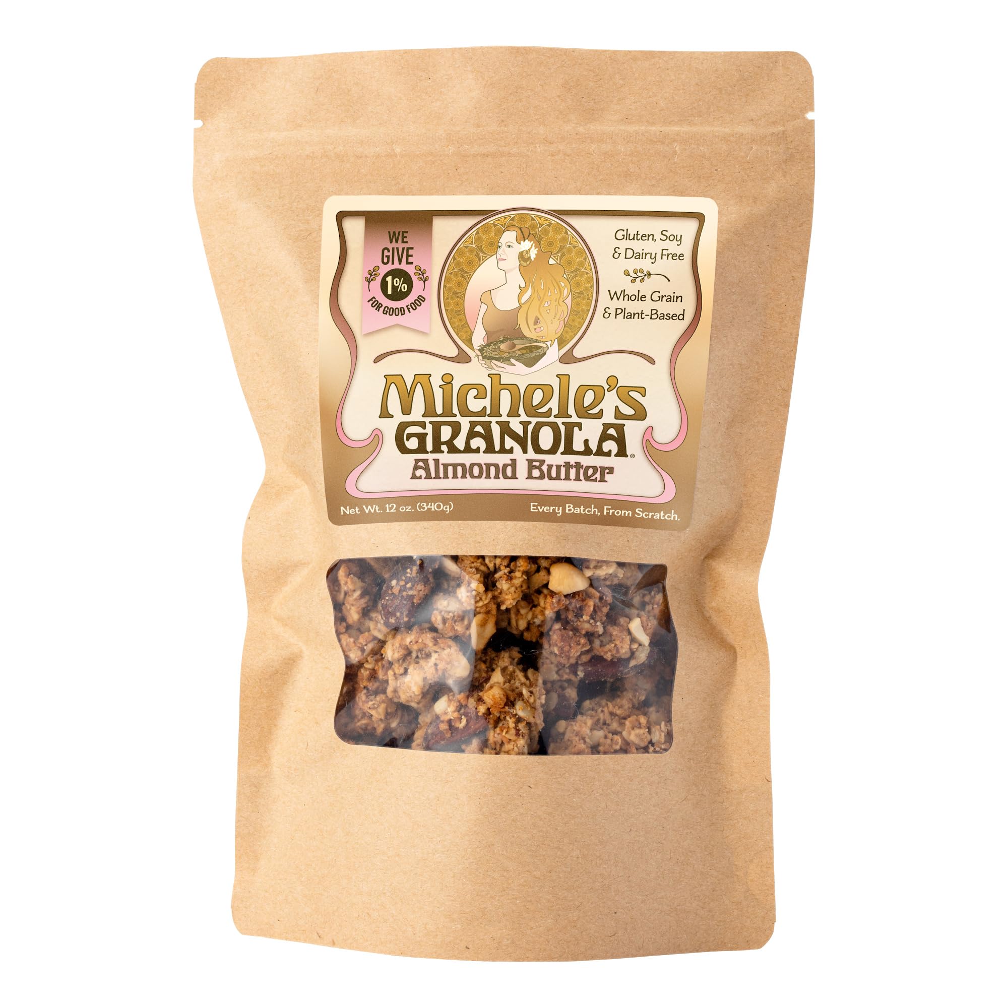 Michele’s Granola Almond Butter bag 12oz showing wholesome gluten-free oats.