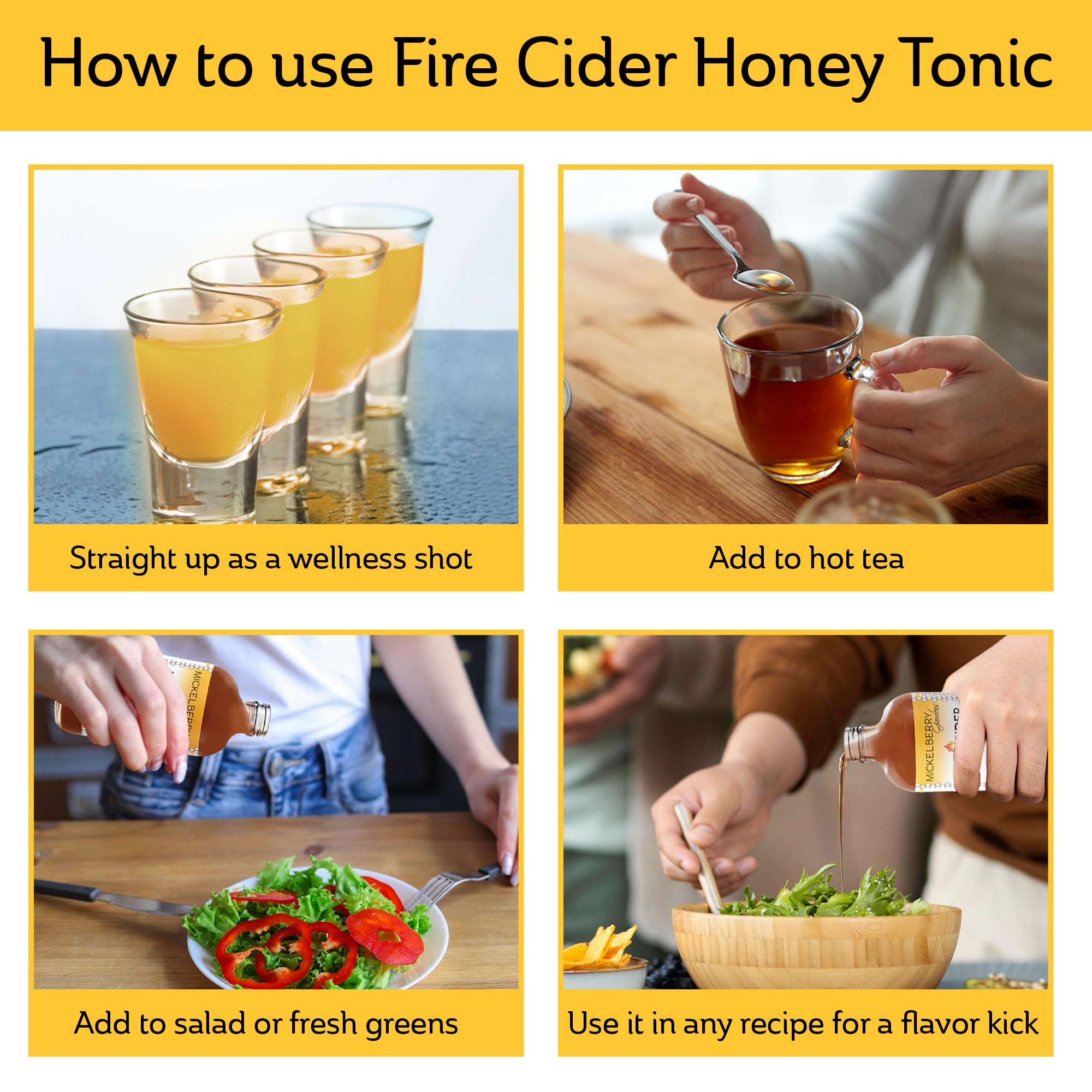 Mickelberry Gardens Fire Cider honey-vinegar blend ready to mix into dressings.