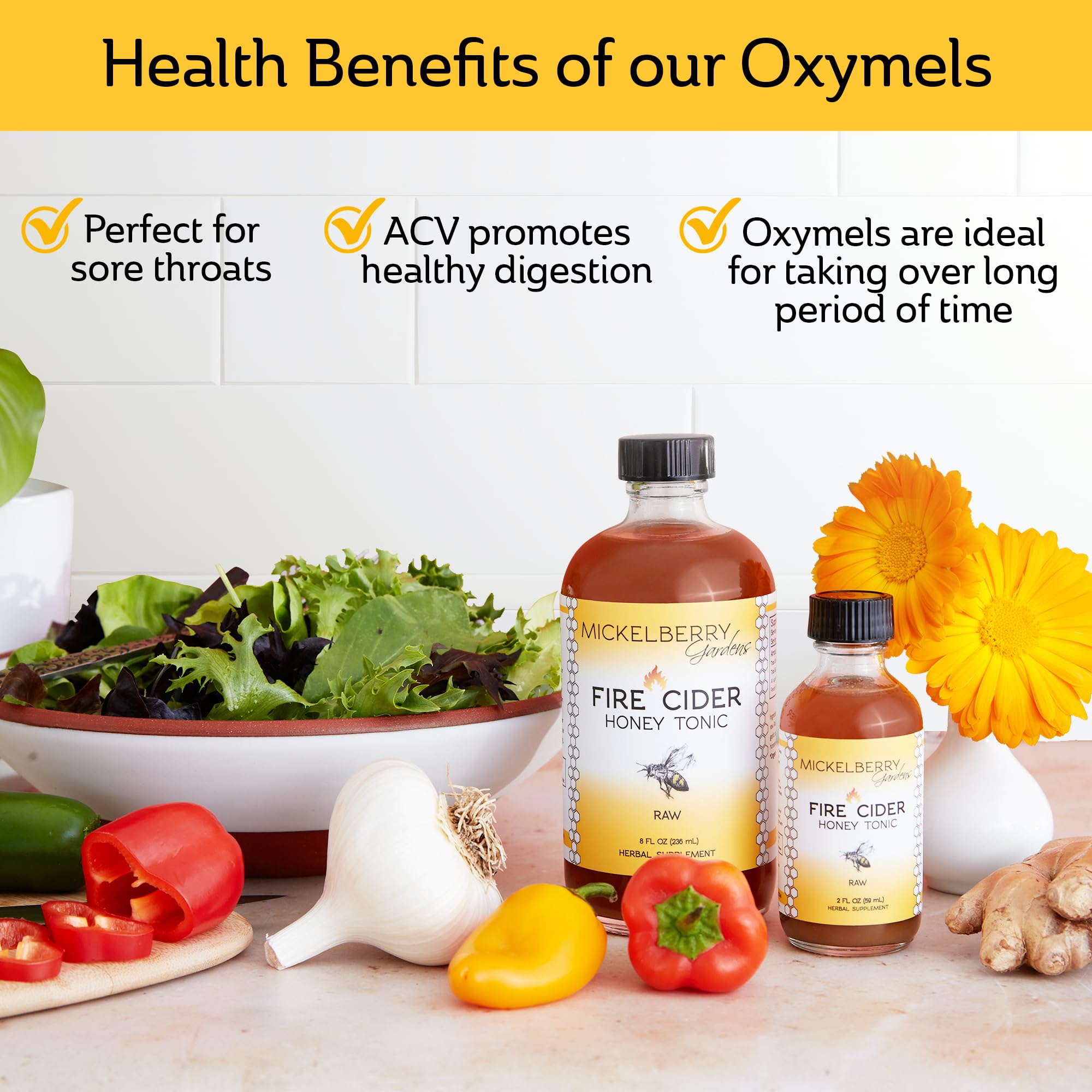 Mickelberry Gardens Fire Cider oxymel with probiotic and prebiotic notes.