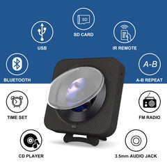 MICOCIOUS portable CD player showing Bluetooth connection for wireless listening