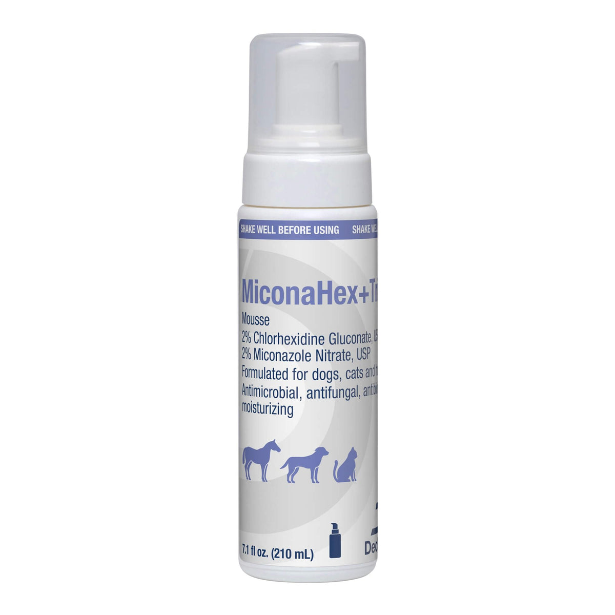 MiconaHex+Triz mousse bottle with foam dispense for antifungal, antibacterial skin support.