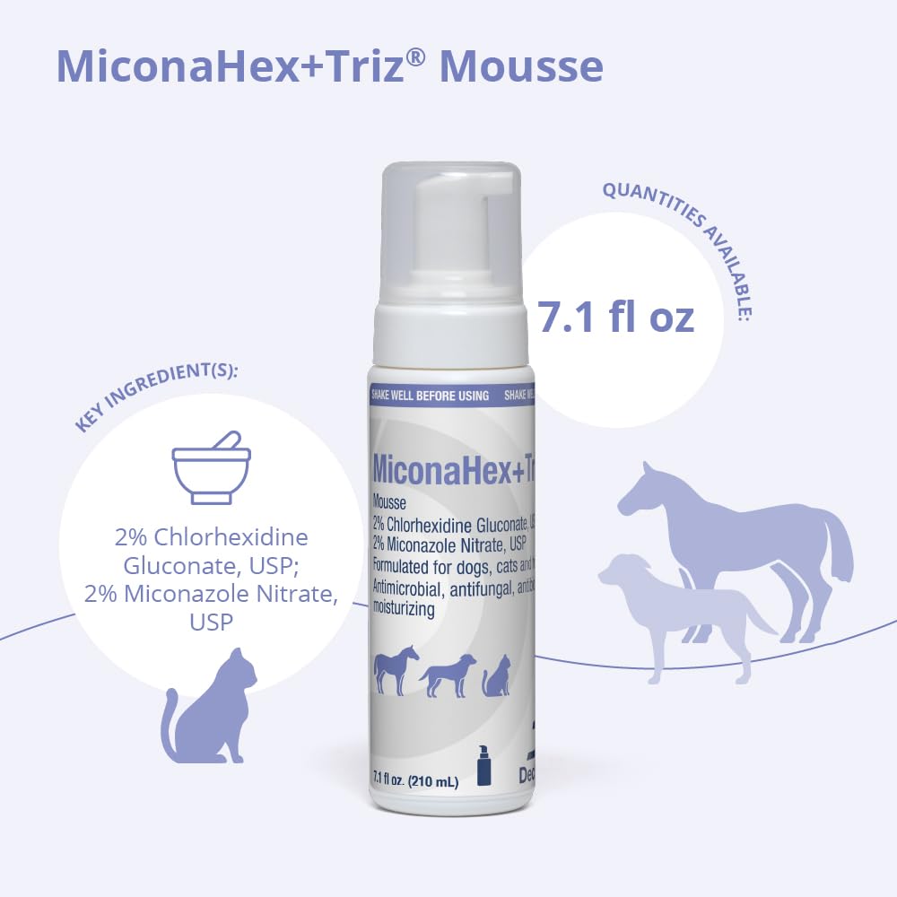 MiconaHex+Triz mousse on cat coat for easy antibacterial care.