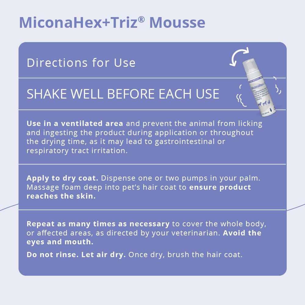 MiconaHex+Triz mousse on horse coat for barrier-support potential.