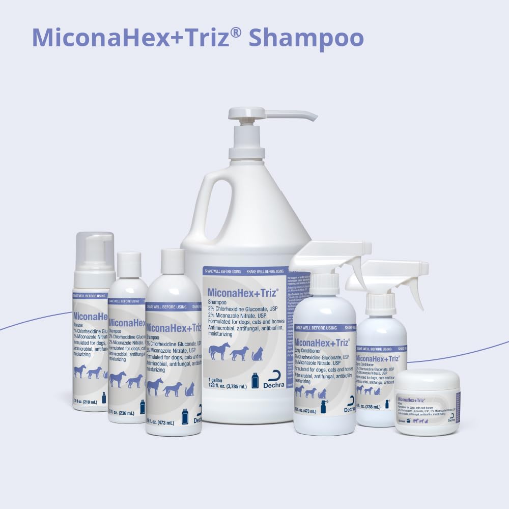 MiconaHex+Triz shampoo for dogs, cats, and horses demonstrates versatile pet care