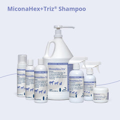 MiconaHex+Triz shampoo for dogs, cats, and horses demonstrates versatile pet care
