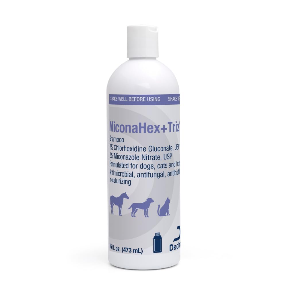 MiconaHex+Triz shampoo bottle for dogs with gentle coat cleansing.