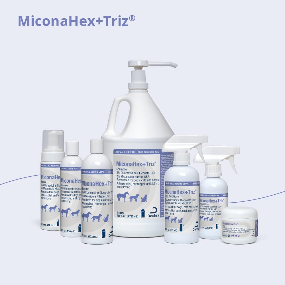 Cat application scene with MiconaHex+Triz spray for gentle skin support.