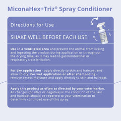 MiconaHex+Triz spray on a dog's coat to support healthy skin.