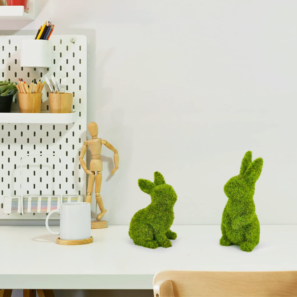 MicoSim moss bunny standing medium compact garden decoration for patios.
