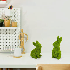 MicoSim moss bunny standing medium compact garden decoration for patios.