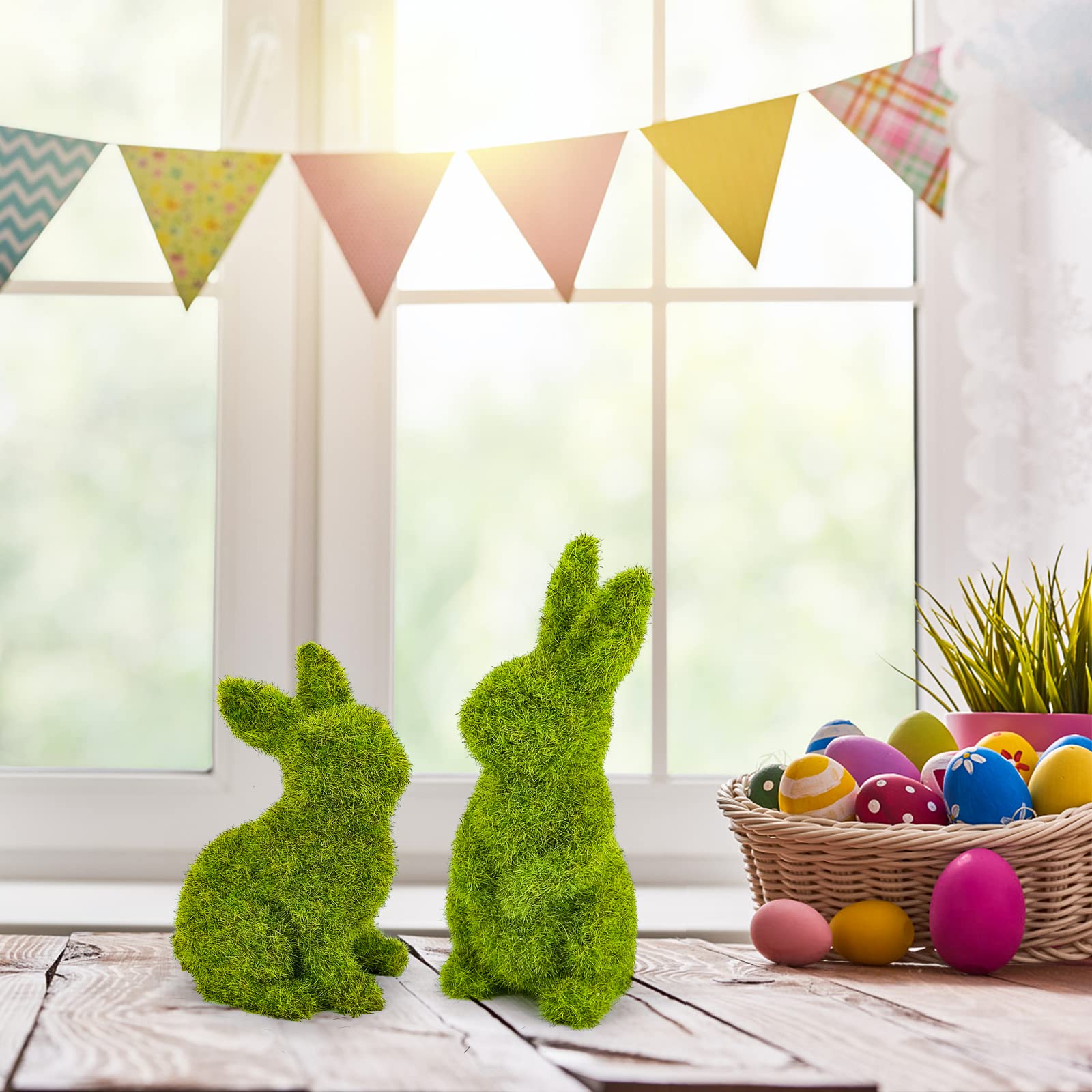MicoSim resin moss rabbit decoration durable indoor-outdoor Easter accent.
