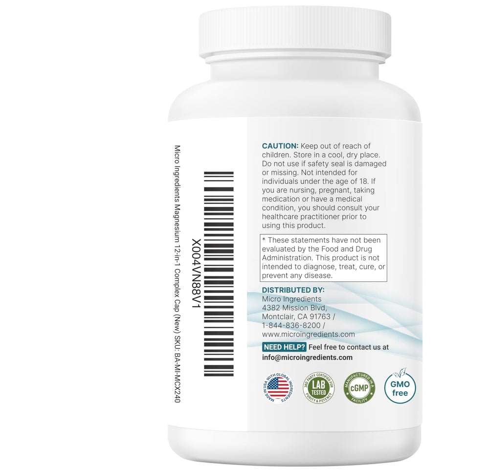 Micro Ingredients bottle side view emphasizing vegetarian capsules and quality