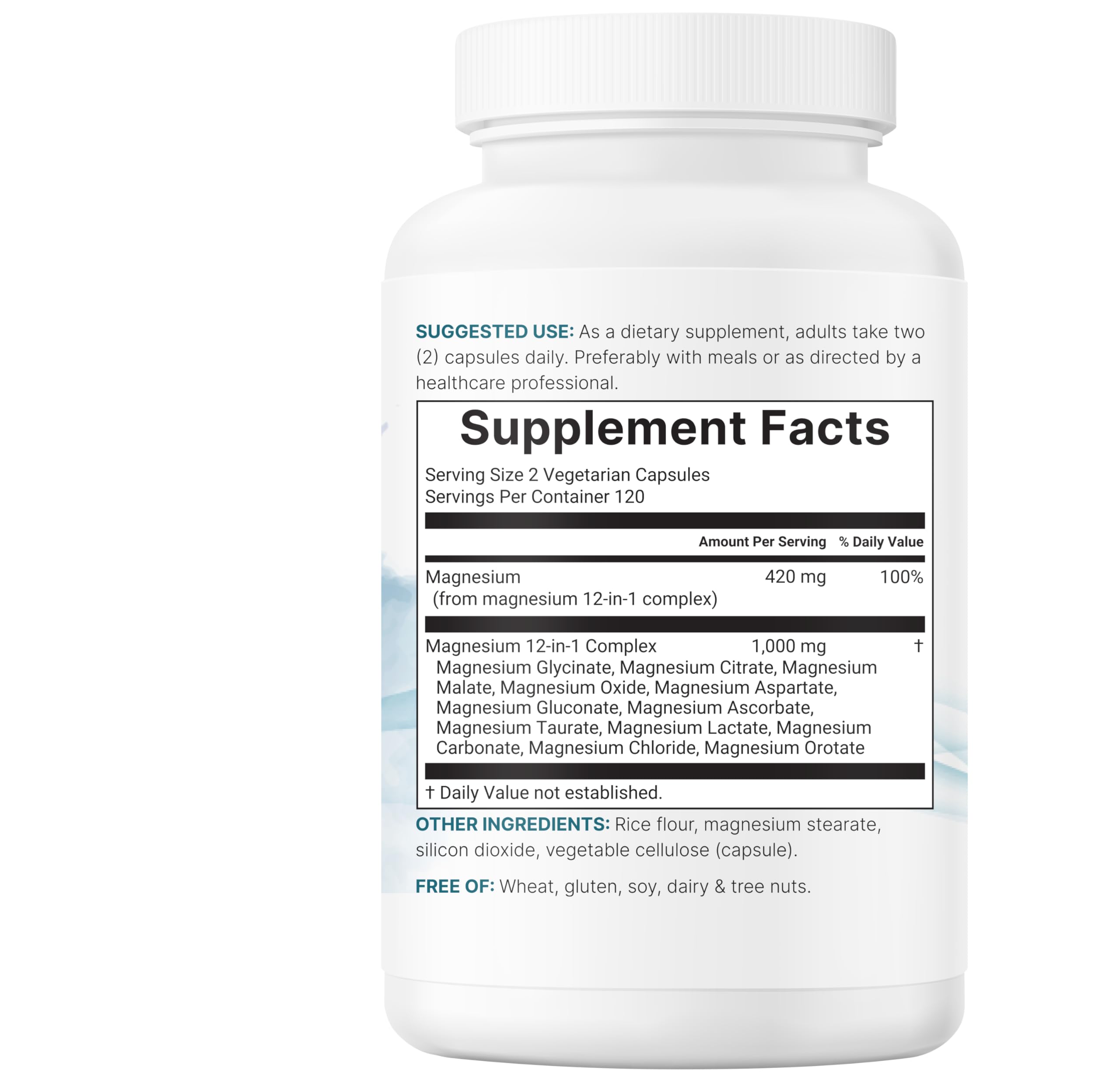 Micro Ingredients 12-in-1 formula graphic illustrating twelve magnesium sources