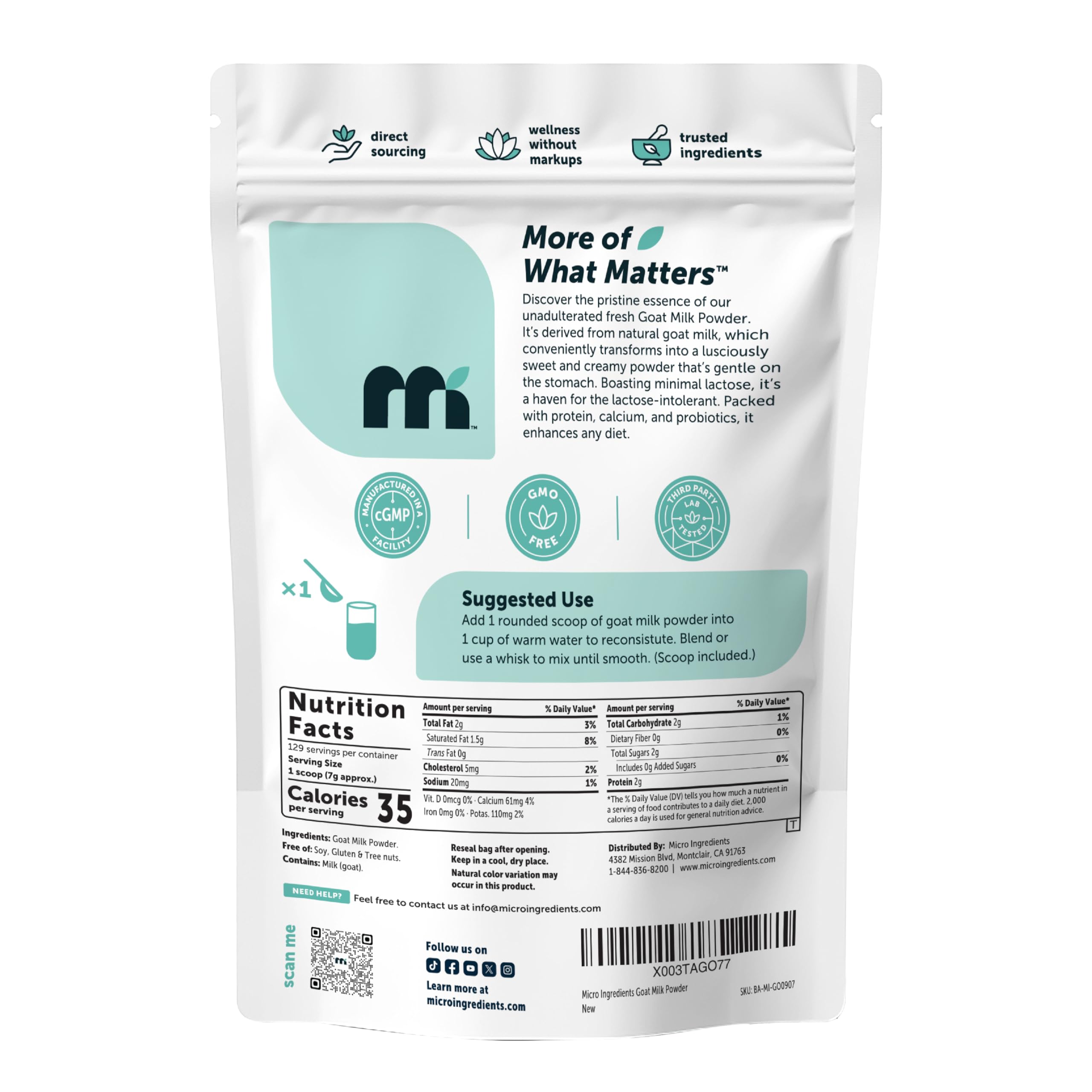 Premium sources and probiotic content support daily gut-friendly nutrition.