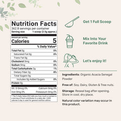 Micro Ingredients Acacia Senegal prebiotic fiber powder for gentle gut support.