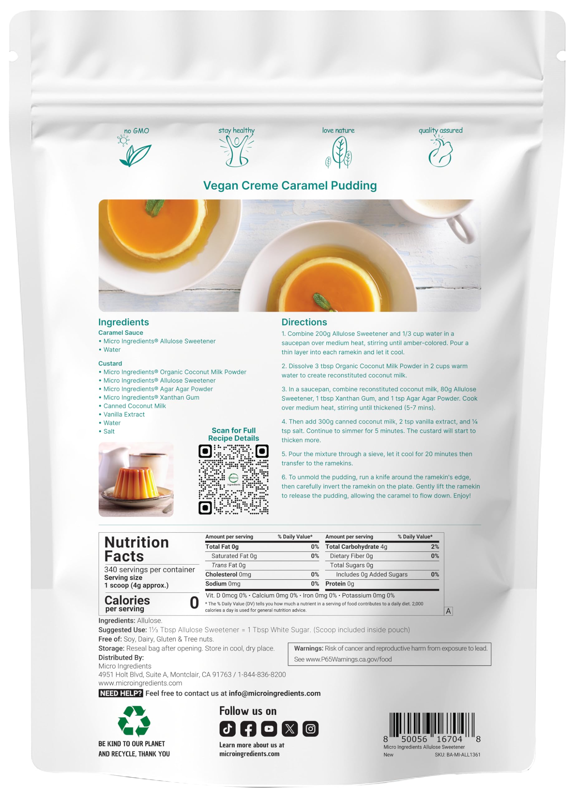 Micro Ingredients allulose scoop with container for precise measurements in drinks.
