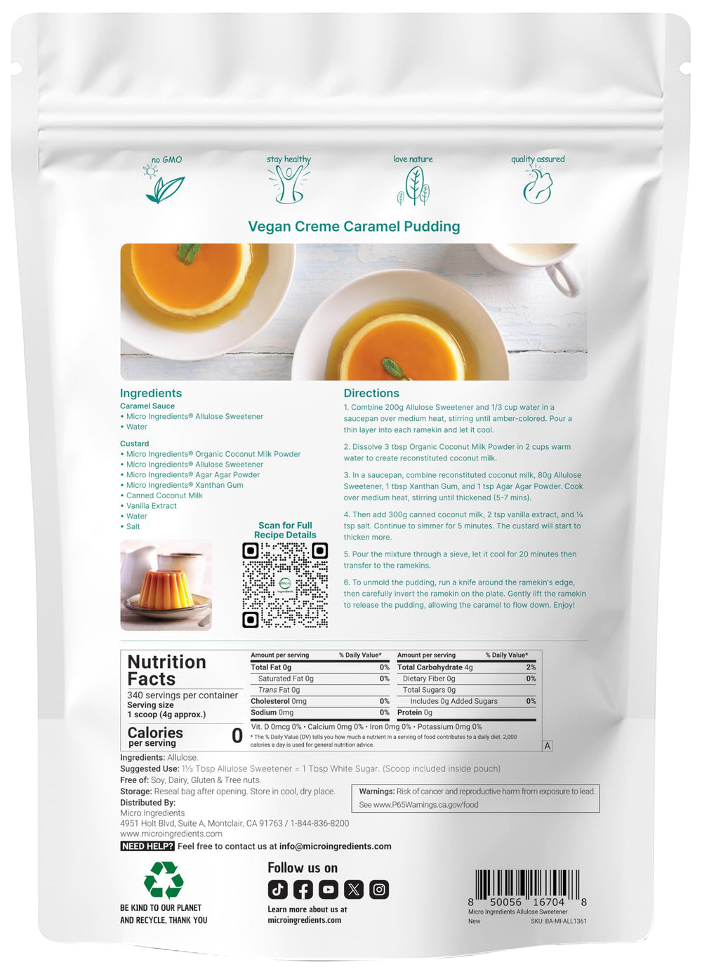 Micro Ingredients allulose scoop with container for precise measurements in drinks.
