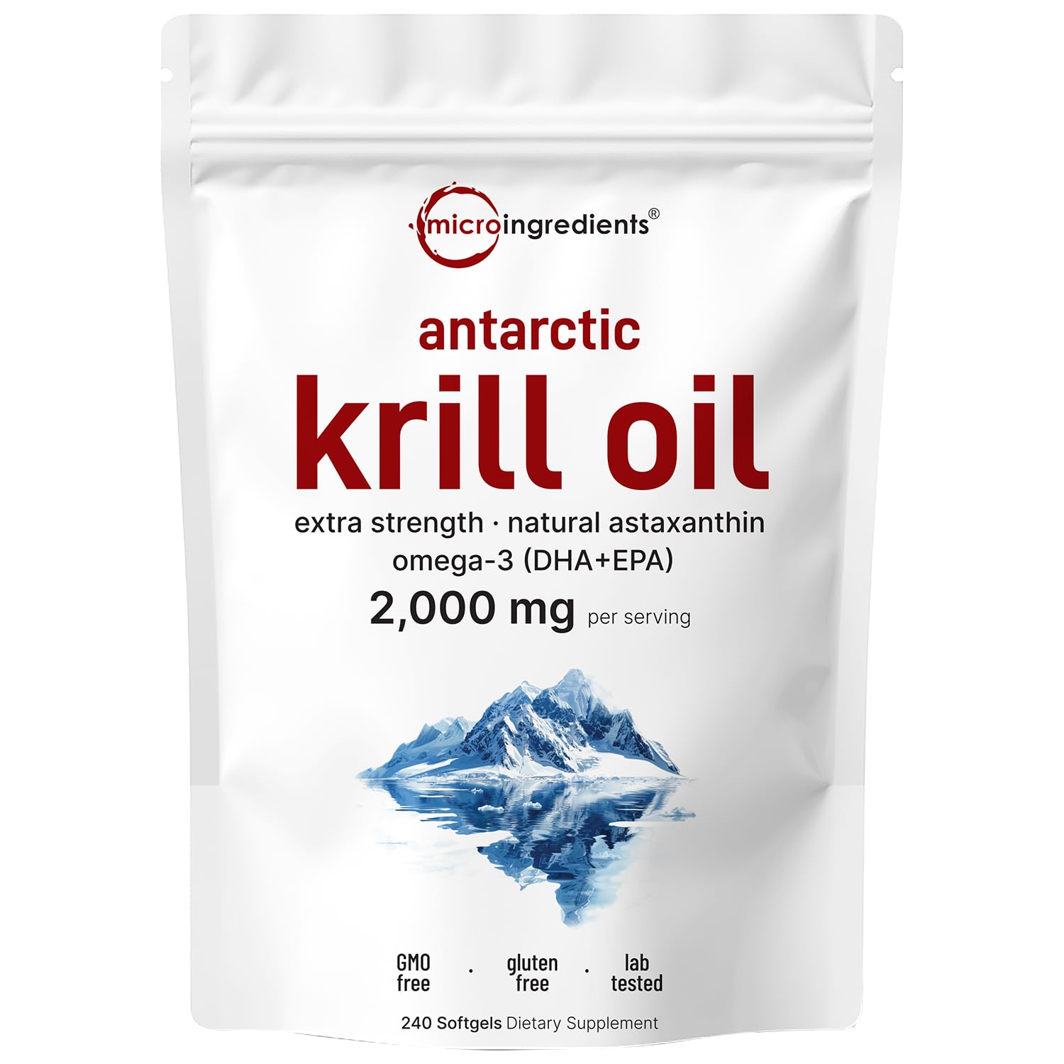 Micro Ingredients Antarctic Krill Oil softgels bottle for daily omega-3 support