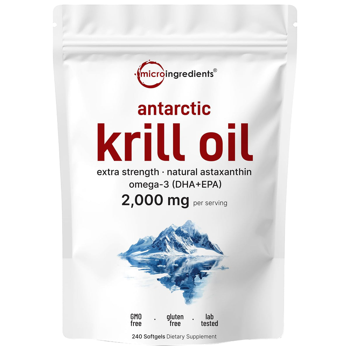 Micro Ingredients Antarctic Krill Oil softgels bottle for daily omega-3 support