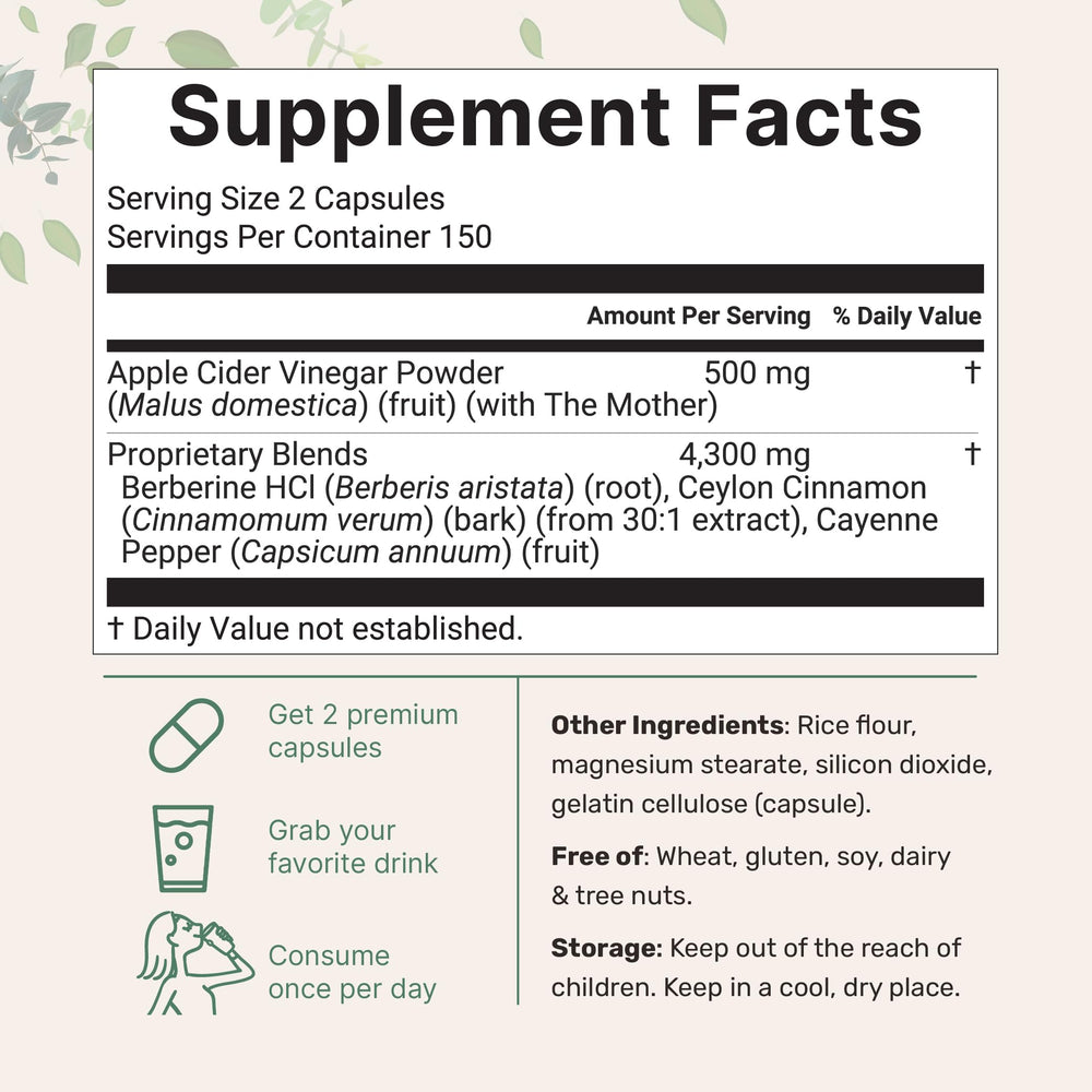 Micro Ingredients ACV Capsules bottle back showing The Mother and immune wellness notes.