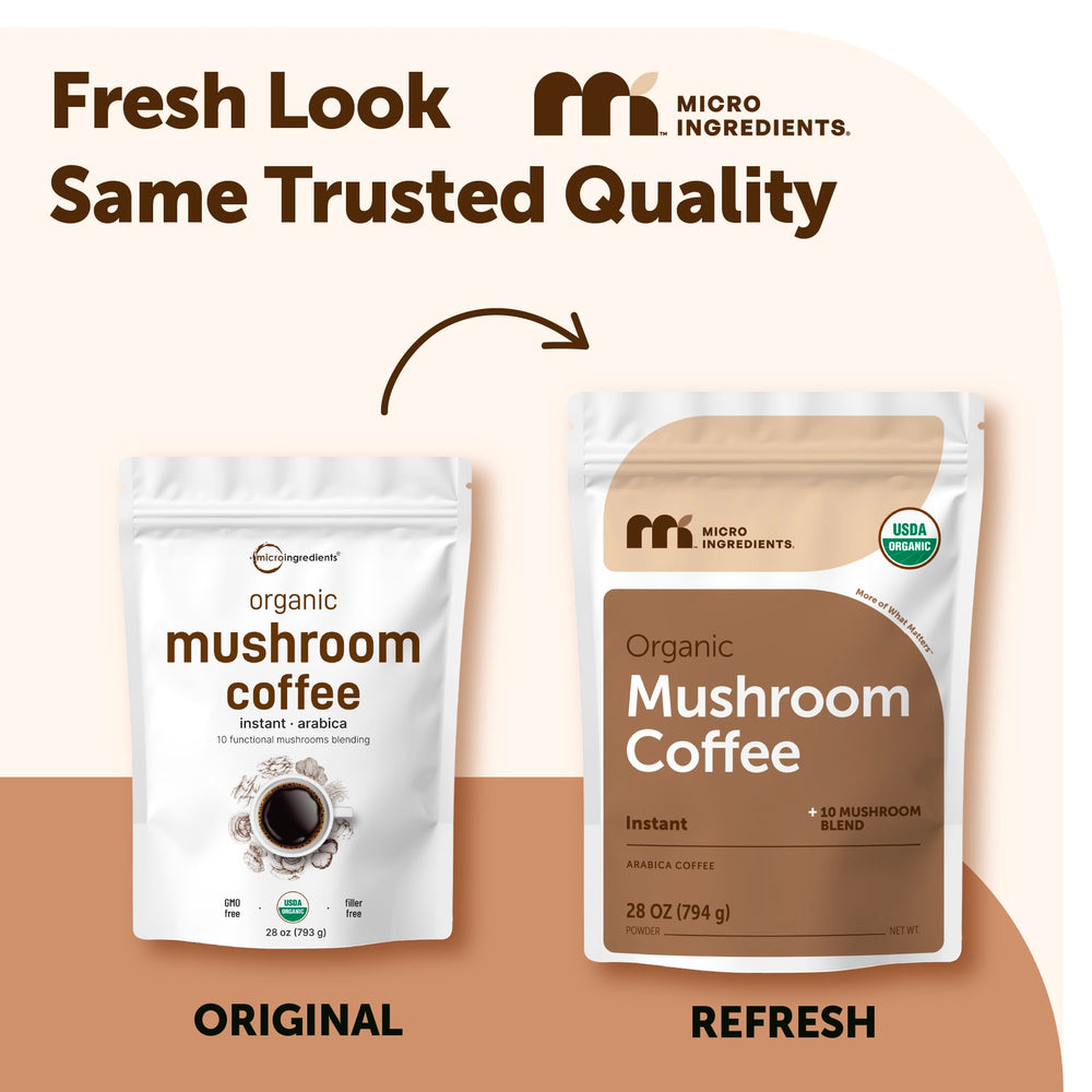 Micro Ingredients Arabica coffee with Lion's Mane visible in blend.
