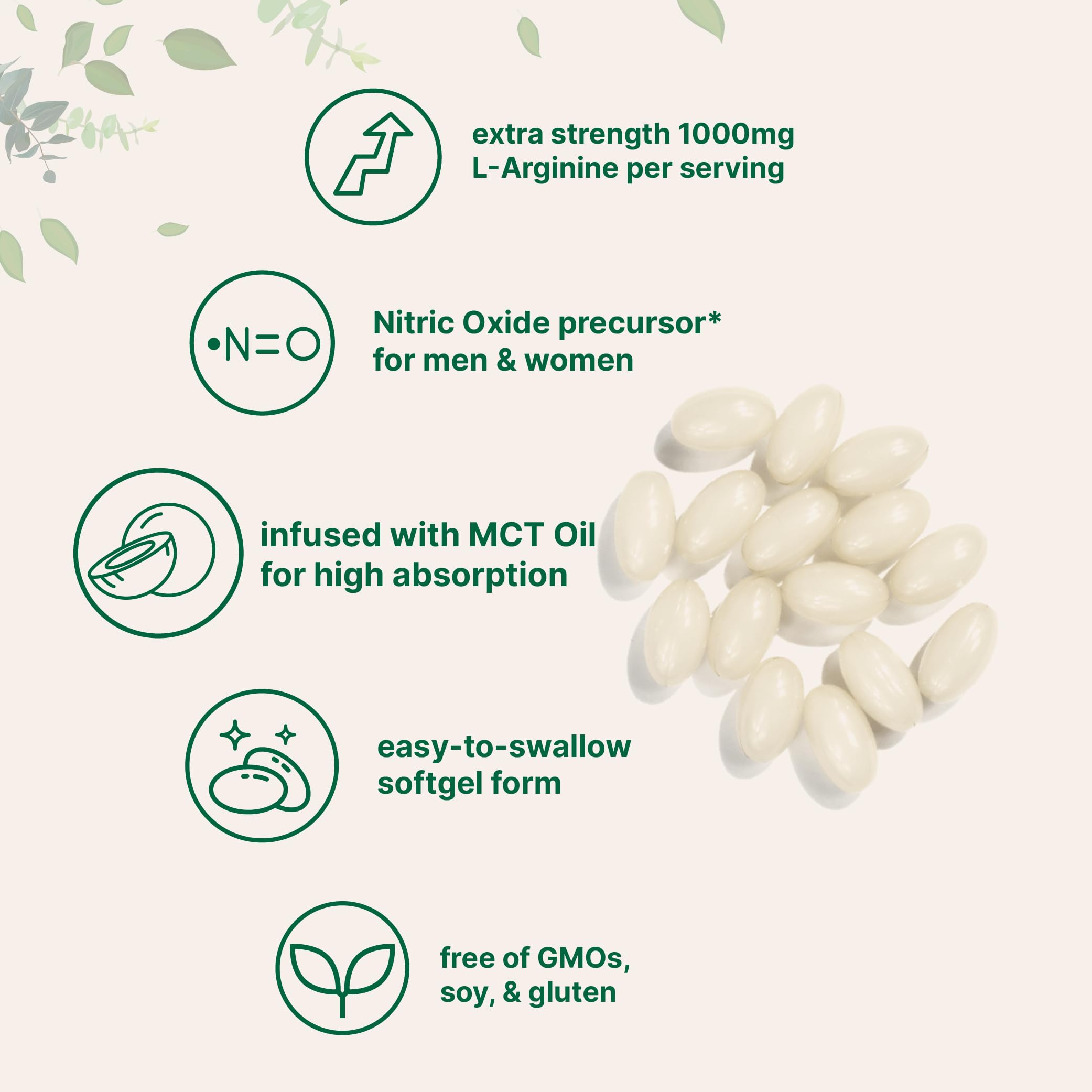 MCT oil-infused L-Arginine softgel from Micro Ingredients for absorption support