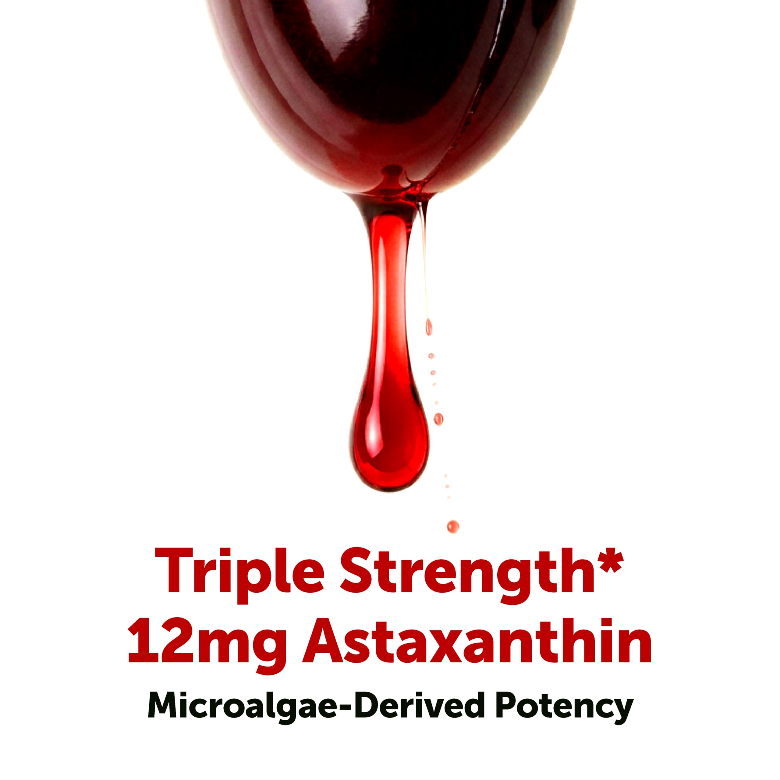 Packaging label highlights Haematococcus Pluvialis source and strengths.