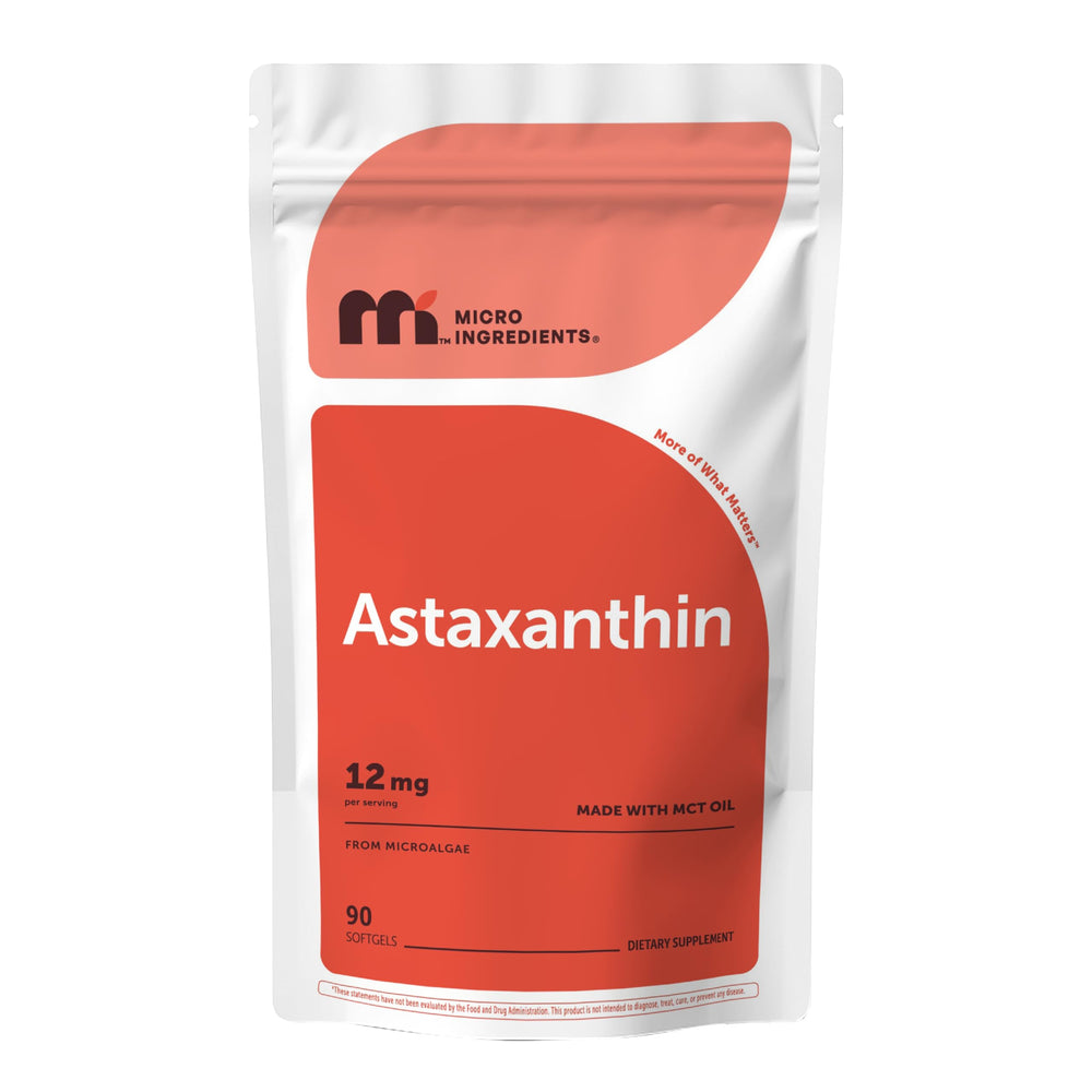 Micro Ingredients Astaxanthin softgels bottle for daily antioxidant support.